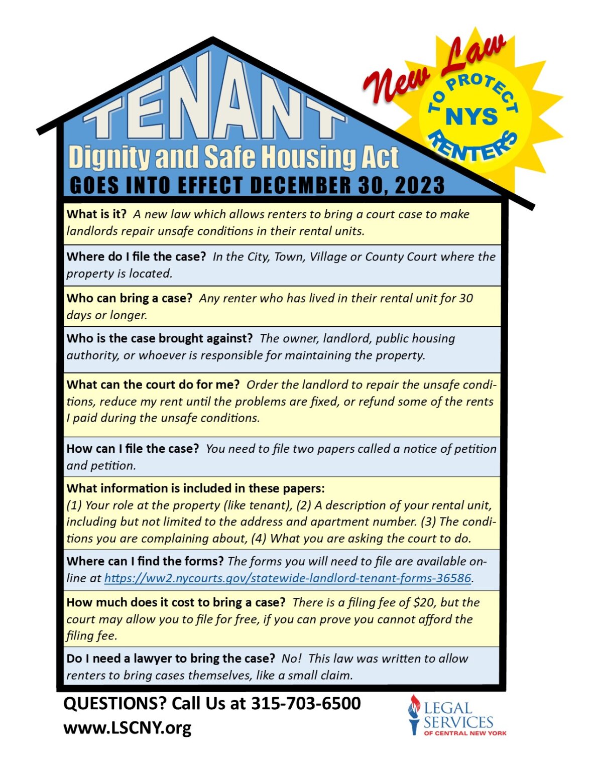 NEW Tenant Protections Legal Services of Central New York